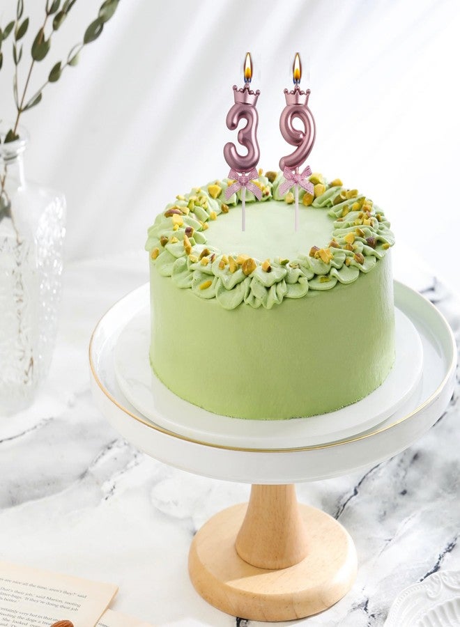شموع عيد ميلاد AOOLADA، شموع ذهبية وردية اللون، زينة كعكة عيد ميلاد برقم 93/39، هدايا زينة حفلات عيد الميلاد للنساء والرجال - Image 3