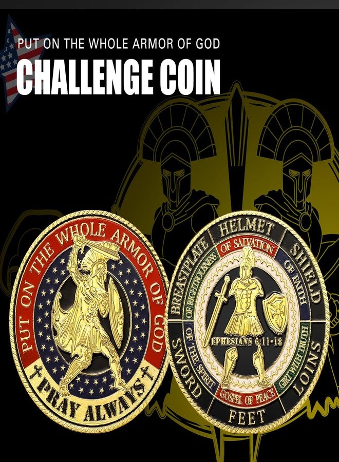 Siifert 24 Pcs Put on The Whole Armor of God Coin Round Commemorative Coin Souvenir Prayer Metal Christian for Collectors Military Church Party Collectible Challenge Souvenir - Image 4