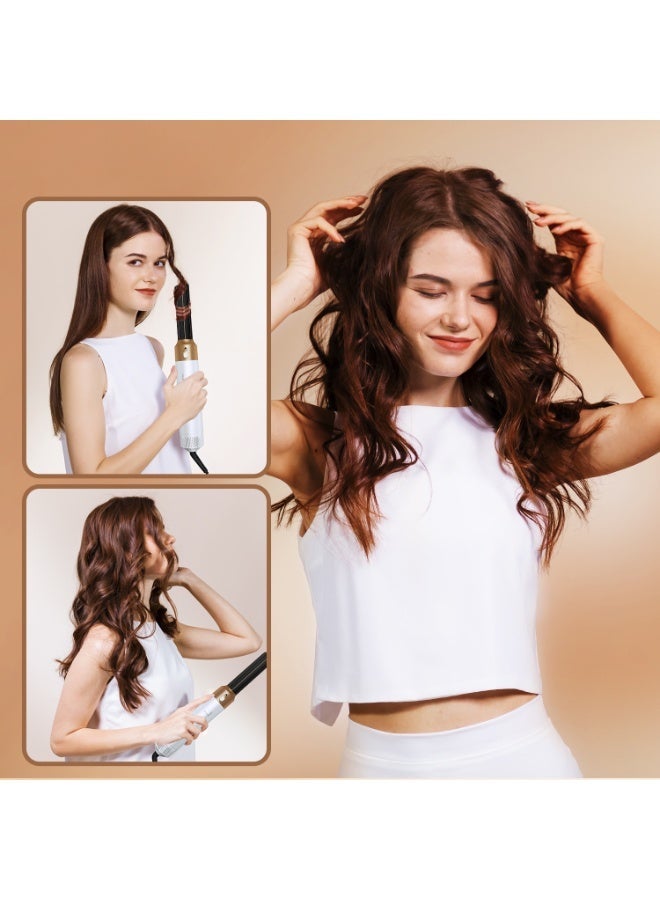 5 In 1 Hair Dryer Brush Hot Comb Set 1000W Hot Air Hair Curler and Straightener Styling Tool Comb Curling Brush Suitable for Women Hair Types - White Gold - Image 4