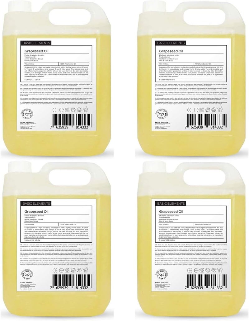 Lucemill Organic Grapeseed Oil I 20 Litre I 100 Pure Natural Moisturiser for Skin Hair I Perfect Massage Oil Aromatherapy Oil