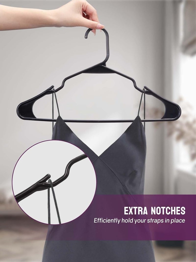 ROLLYWARE Plastic Hangers Clothes Hangers for Clothing, Closet, Coats & Shirts - Notched, Durable, Thick, Tough & Space Saving - for Everyday Standard Use, Room Essentials & Basics (Black Pack of 10) - Image 3