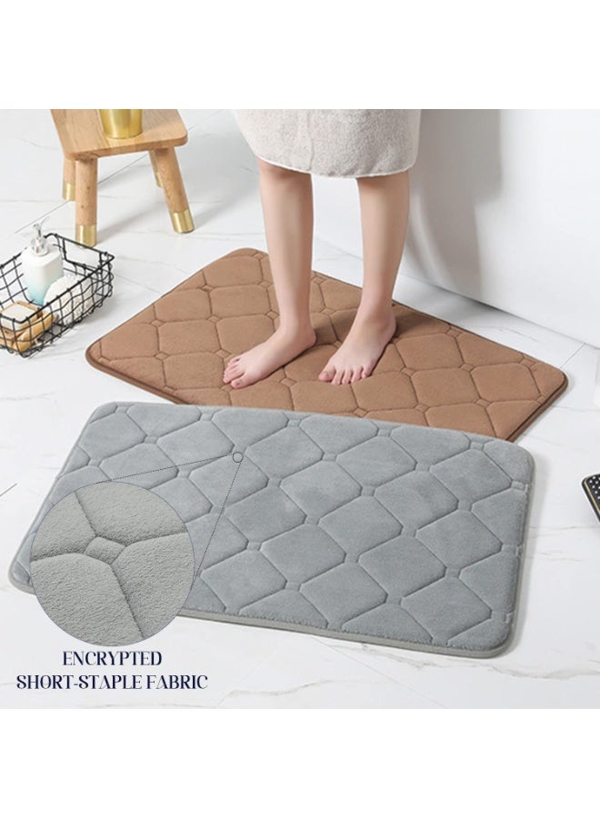 JZS Bathroom Mat 60x40cm Memory Foam Carpet, Floor Rug With Non-slip Backing and Absorbent,Kitchen Mats Machine Wash (Brown) - Image 4