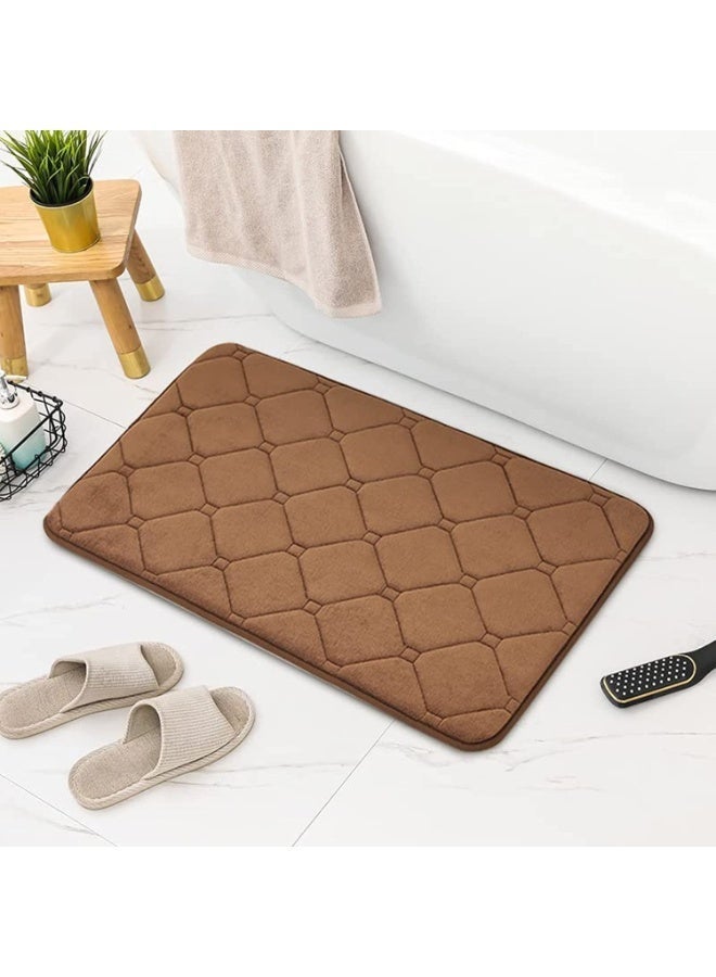 JZS Bathroom Mat 60x40cm Memory Foam Carpet, Floor Rug With Non-slip Backing and Absorbent,Kitchen Mats Machine Wash (Brown) - Image 3