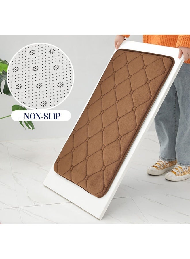 JZS Bathroom Mat 60x40cm Memory Foam Carpet, Floor Rug With Non-slip Backing and Absorbent,Kitchen Mats Machine Wash (Brown) - Image 4