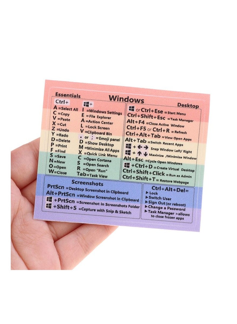 Windows PC Reference Keyboard Shortcut Sticker Adhesive For PC Laptop Desktop Rainbow Cheat Sheet Sticker - Image 1