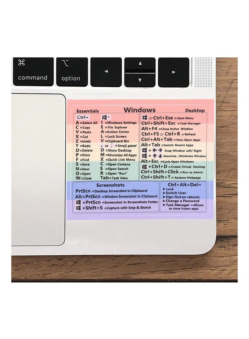 Windows PC Reference Keyboard Shortcut Sticker Adhesive For PC Laptop Desktop Rainbow Cheat Sheet Sticker - Image 4