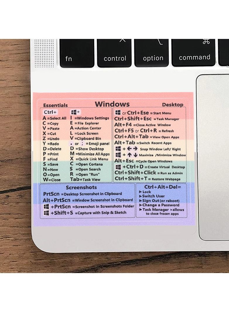 Windows PC Reference Keyboard Shortcut Sticker Adhesive For PC Laptop Desktop Rainbow Cheat Sheet Sticker - Image 3