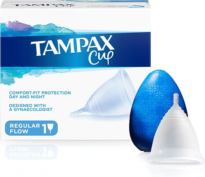 Tampax Cup Tampax Regular Flow Menstrual Cups Comfortfit Protection Day and Night Made with 100 Medical Grade Silicone Clinically Tested Easy Cleansing Reusable Supplied with a Carry Case - Image 1