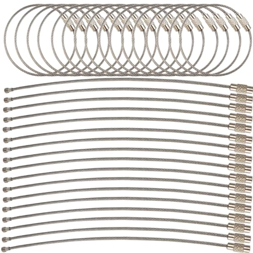 ROYHOO 100PCS Stainless Steel Wire Keychains Aircraft Cable Cable Key Ring for Hanging ID Tags or Luggage Tags, 5.9 inch 1.5mm - Image 1