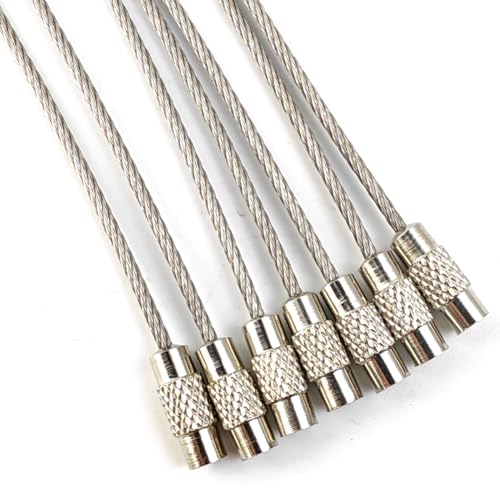 ROYHOO 100PCS Stainless Steel Wire Keychains Aircraft Cable Cable Key Ring for Hanging ID Tags or Luggage Tags, 5.9 inch 1.5mm - Image 3