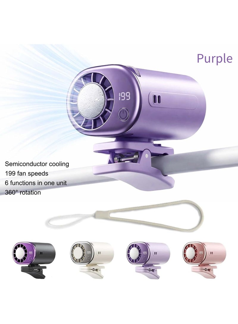 Car Clip On Air Conditioner Fan with Semiconductor Cooling - 199 Speed Levels, 360° Rotation, 6-in-1 Multifunctional Personal Fan for Umbrella, Stroller, Bike, Backpack, Desk & Outdoor Use - Image 1