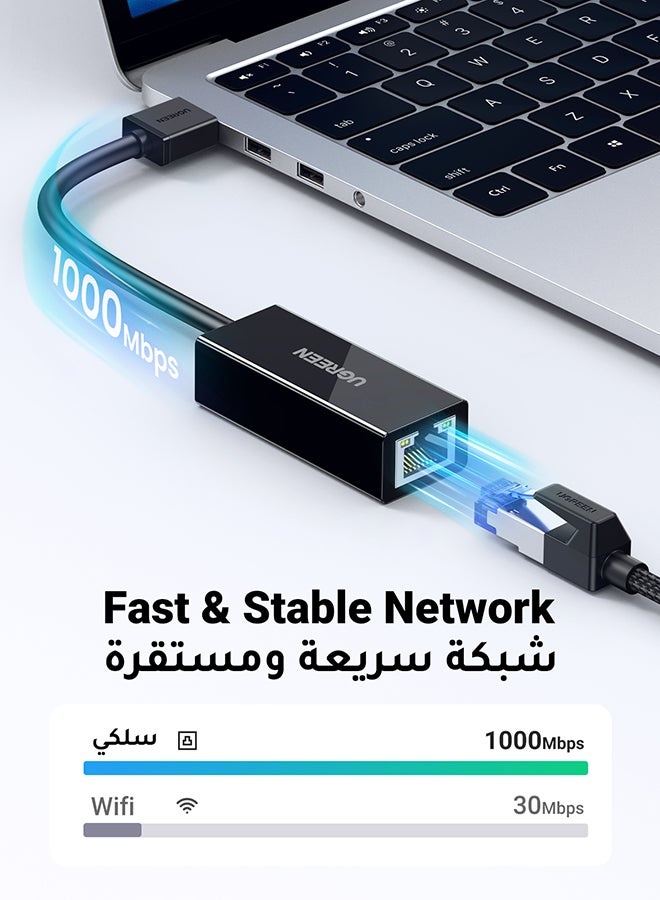 Ugreen USB 3.0 Ethernet Adapter USB to RJ45 Network 1000Mbps Gigabit LAN Ethernet Internet Adapter Compatible with MacBook, PC, Switch, Surface, Chromebook, Windows 11/10/8.1/8/7, MAC OS, IOS, Linux - Image 2