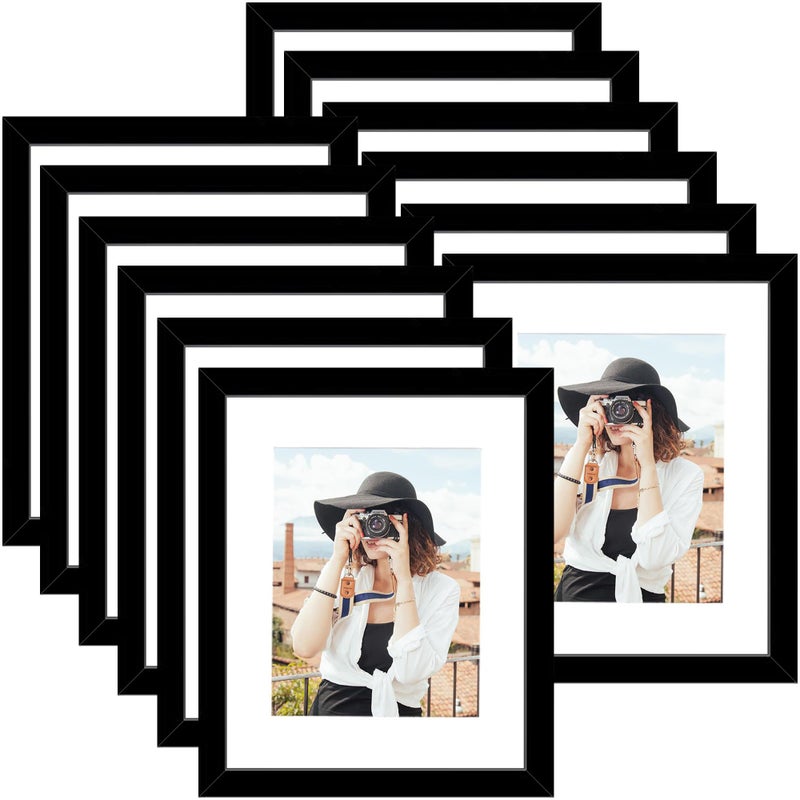Picrit 12x16 Picture Frame Set of 12 Display 85x11 with Mat or 12x16 without Mat Photo Frames for Wall Mounting Display Black