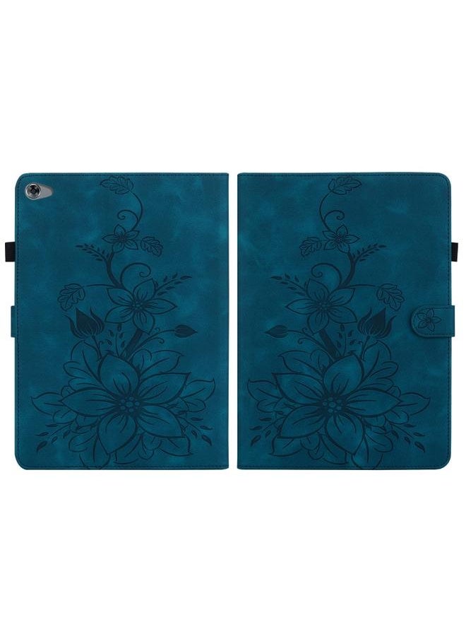 Green Tiger - Huawei MediaPad M5 Lite 10 C5 10.1 Lily Embossed Leather Tablet Case Dark Blue - Image 1