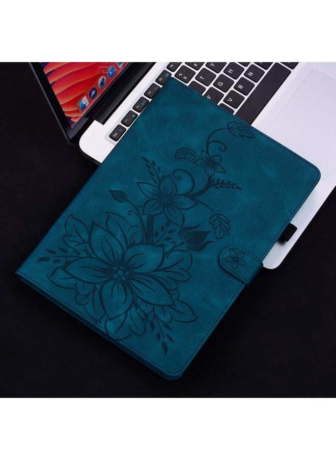 Green Tiger - Huawei MediaPad M5 Lite 10 C5 10.1 Lily Embossed Leather Tablet Case Dark Blue - Image 1