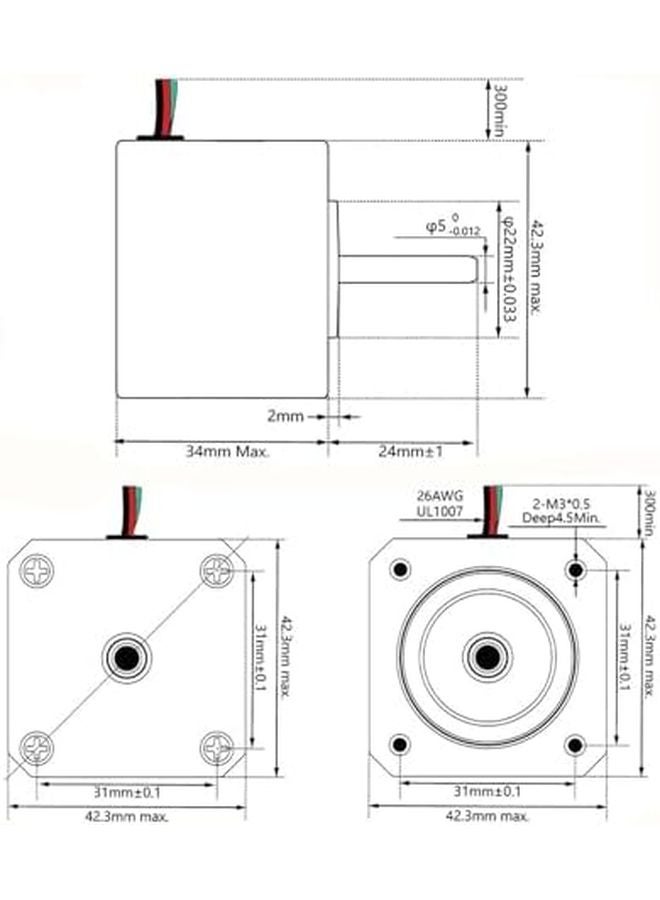 Nema 17 Stepper Motor 42HS34 0.4A 0.28N.m 5mm Shaft 2 Phase 4 Wire CNC Machine - Image 5