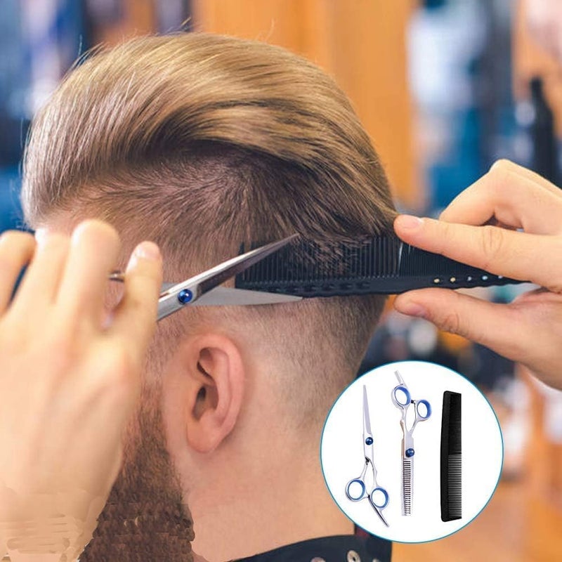 Bindex Sharp Hair Cutting Scissors Kits, 8 PCS Stainless Steel Haircut Scissor Set; Barber Hairdressing Thinning Scissors with Cape Clips Comb for Barber Salon/Home Men/Women/Kids/Adults Shear Sets - Image 4
