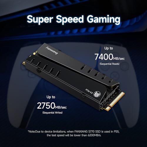 fanxiang S770 500GB NVMe M.2 SSD for PS5 - with Heatsink and DRAM, Up to 7300MB/s, PCIe 4.0, Suitable for PS5 Memory Expansion, Game Enthusiasts, IT Professionals - Image 3