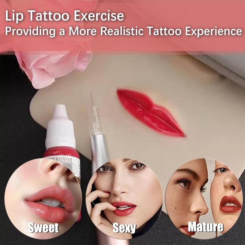 Globelle Silicone 3D Practice Skin Sheets for Lips Makeup Micro blading and Permanent Makeup Ideal Tattoo Practice Skin for Tattoo Artists and Beginners Pack of 2 - Image 4