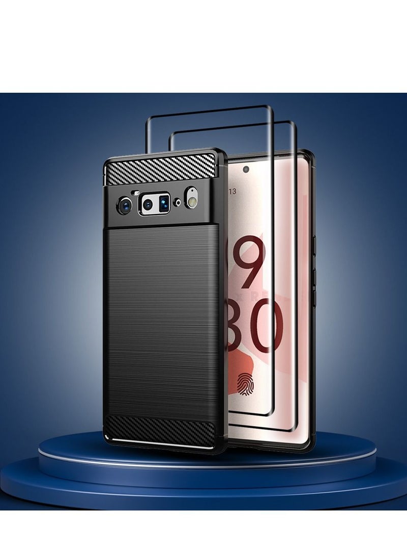 CATANES 3 Packs For Google Pixel 6 Pro Case Cover and 2 Screen Protectors Soft TPU Bumper Protective Back Case Black - Image 3