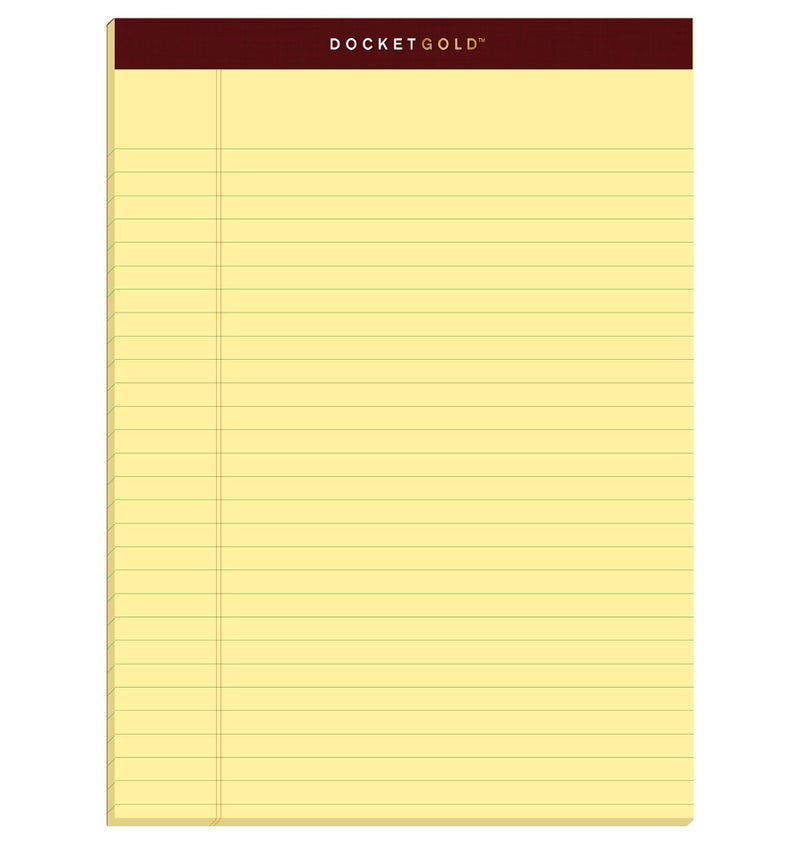 TOPS Docket Gold Writing Pads, 8-1/2" x 11-3/4", Legal Rule, Canary Paper, 50 Sheets, 6 Pack (99707), Original Version - Image 1
