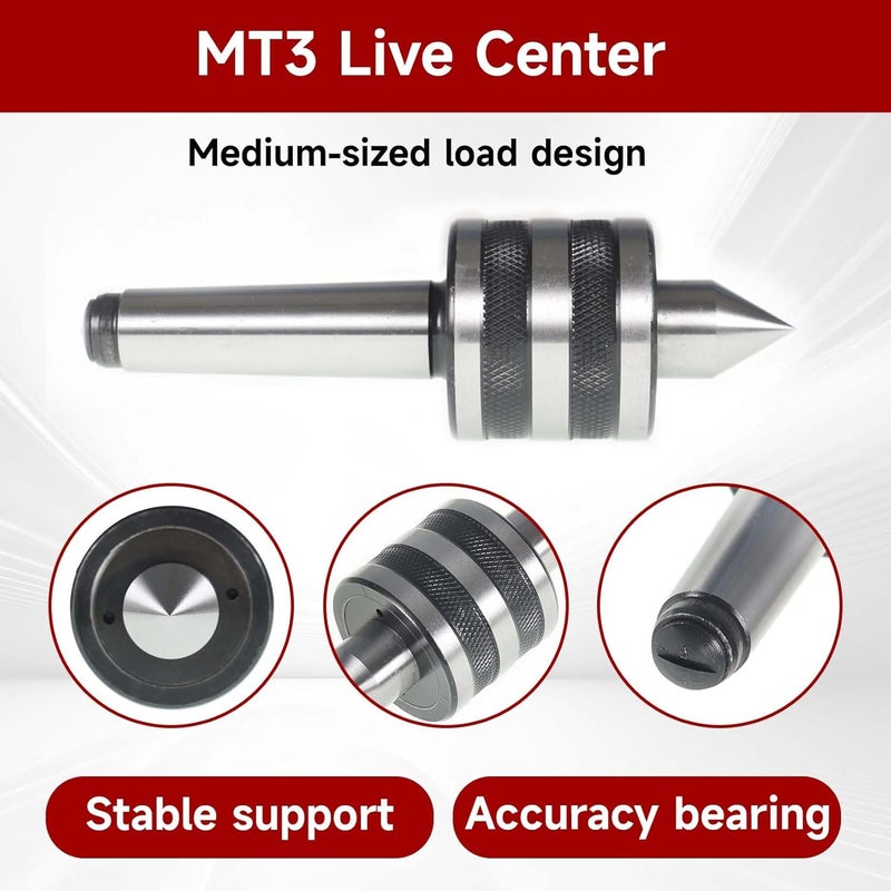findmall MT3 Medium Duty Live Center 60 Degree Live Tailstock Center Fit for CNC Lathes, Ordinary Manual Lathes and High-Speed Lathes - Image 5
