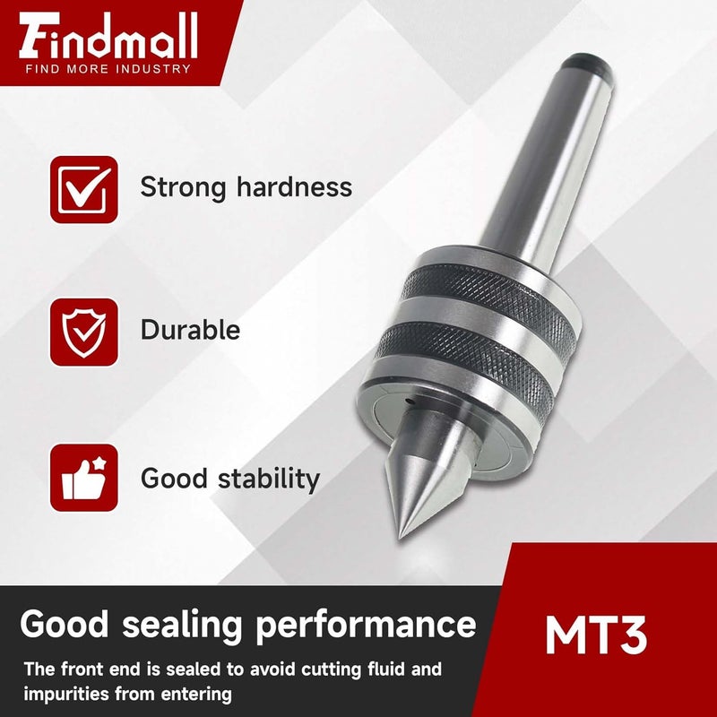 findmall MT3 Medium Duty Live Center 60 Degree Live Tailstock Center Fit for CNC Lathes, Ordinary Manual Lathes and High-Speed Lathes - Image 3