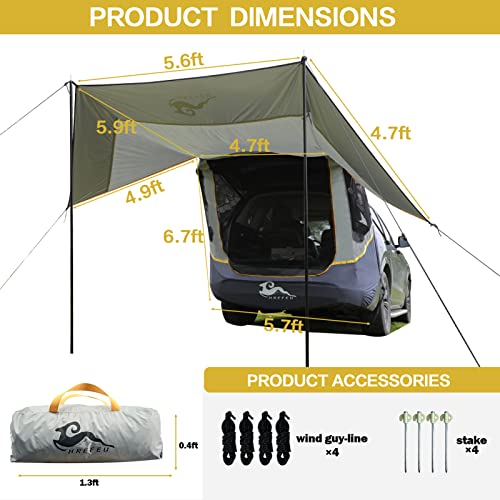 HREFEU SUV Tailgate Tent with Awning, Tailgate Shade Awning for Camping, Hatchback Tent,Sun Shelter Camping Outdoor Travel, Waterproof 3000MM UPF 50+ - Image 4