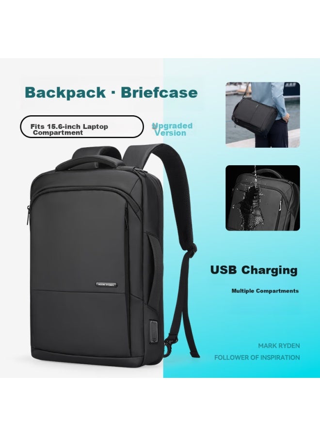 MARK RYDEN Marco Leiden Backpack, Men's Double Shoulder Bag, Multifunctional Briefcase, Business Casual Travel Bag, Mr9533, Upgraded Classic Black Version - Image 1