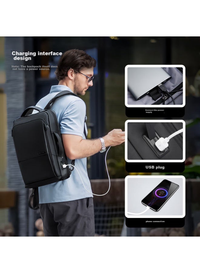 MARK RYDEN Marco Leiden Backpack, Men's Double Shoulder Bag, Multifunctional Briefcase, Business Casual Travel Bag, Mr9533, Upgraded Classic Black Version - Image 4