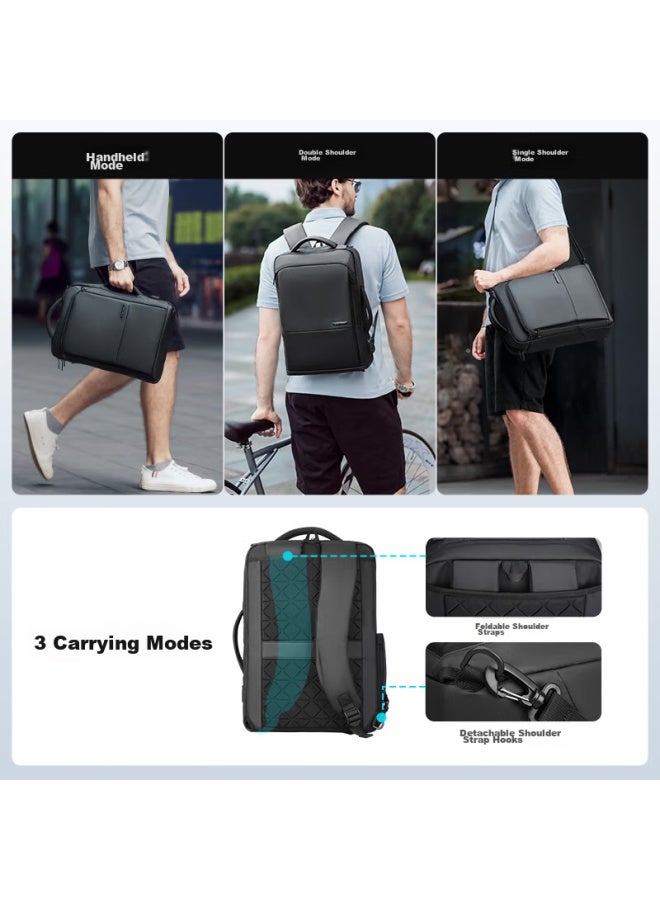 MARK RYDEN Marco Leiden Backpack, Men's Double Shoulder Bag, Multifunctional Briefcase, Business Casual Travel Bag, Mr9533, Upgraded Classic Black Version - Image 2