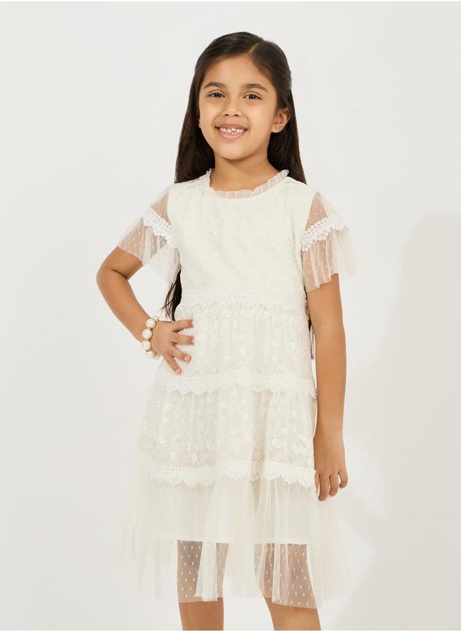 Styli Lace Detail Layered Tulle Dress  - Image 2