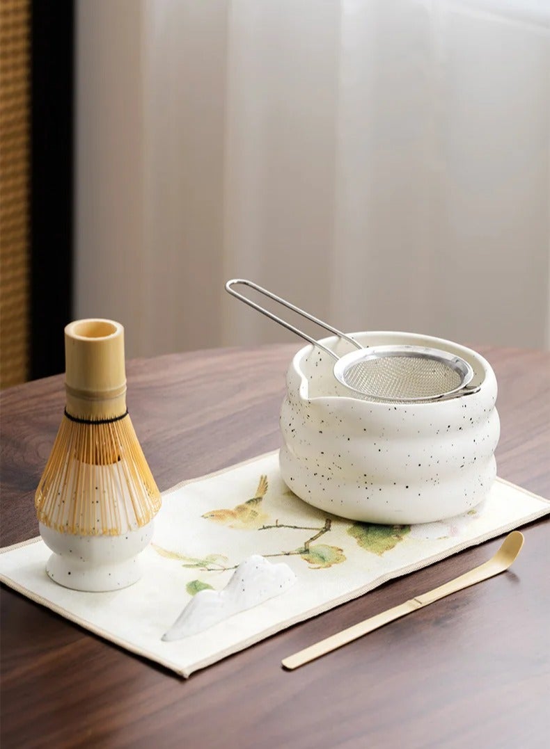 7 Pieces Matcha Whisk Set Bamboo Matcha Tools with Matcha Bowl Tea Sifter Whisk Holder Scoop Matcha Tea Making Kit  - Image 4