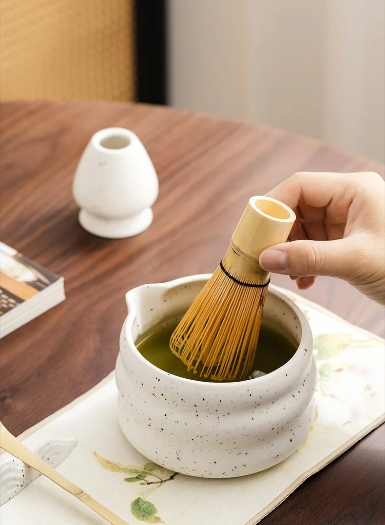 7 Pieces Matcha Whisk Set Bamboo Matcha Tools with Matcha Bowl Tea Sifter Whisk Holder Scoop Matcha Tea Making Kit  - Image 5