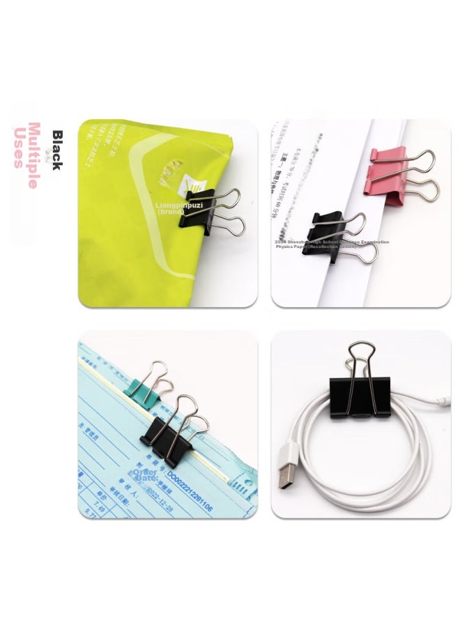 Lison 12 Pieces 51mm Black Long Tail Clips Binder Clips, Size 1 Large Metal Binder Clips For Doents, Office Supplies, 12 Pieces/tube, 6083 - Image 2