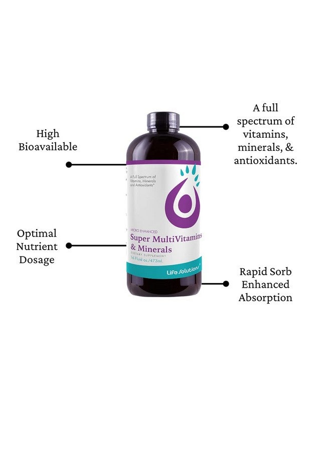 Life Solutions Super Multivitamins And Minerals  Professionally Formulated  Completely Natural  Liquid Dietary Supplement  16 Fl Oz - Image 3