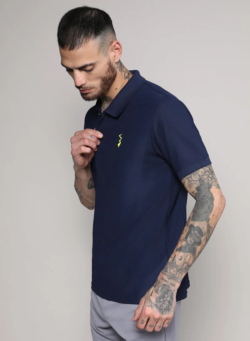 كامبوس سوترا Men's Solid Navy Blue Dri-Fit Short Sleeve Regular Fit Activewear T-Shirt For Casual Wear | Modern Clothing T-Shirt Crafted With Comfort Fit And High-Performance For Everyday Wear