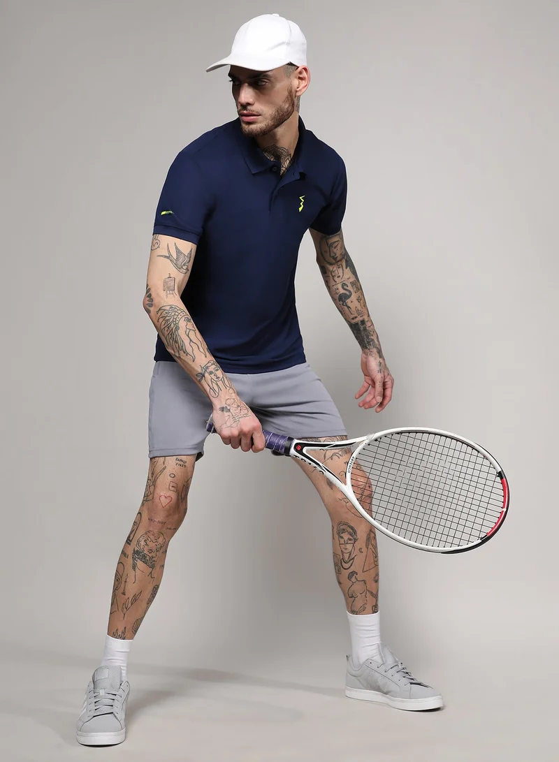 CAHOOT  Men's Solid Navy Blue Dri-Fit Short Sleeve Regular Fit Activewear T-Shirt For Casual Wear | Modern Clothing T-Shirt Crafted With Comfort Fit And High-Performance For Everyday Wear for Men | Best Price UAE