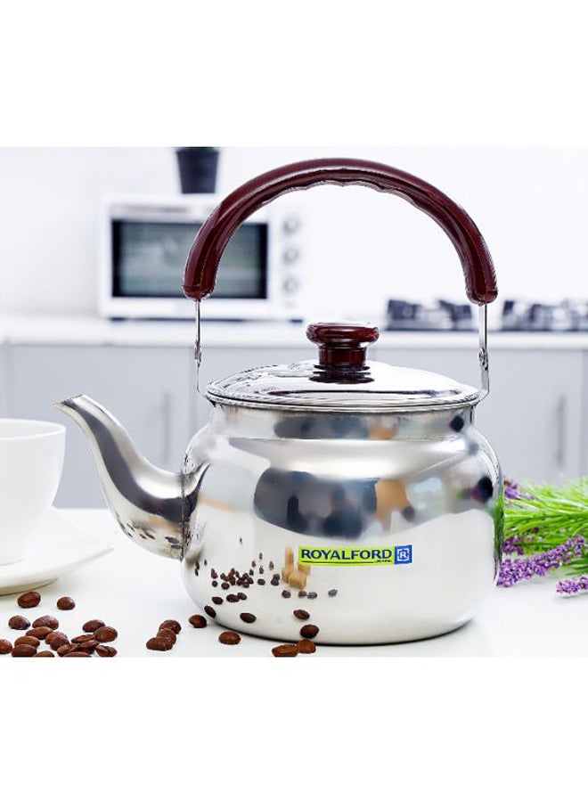 Royalford Tea Kettle Stainless Steel 750Ml Stain Resistant Dishwasher Safe Multicolor Silver/Maroon - Image 4