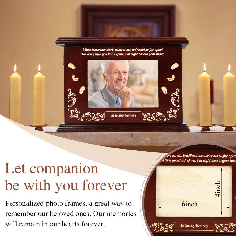 Himake Cremation Urns for Human Ashes Adult Male or Female, Solid Walnut Adult Cremation Urn with Engraved Memorial Panel, Gender-Inclusive Funeral Holds 280 LBSï¼ˆAngel's Wingsï¼‰ - Image 3