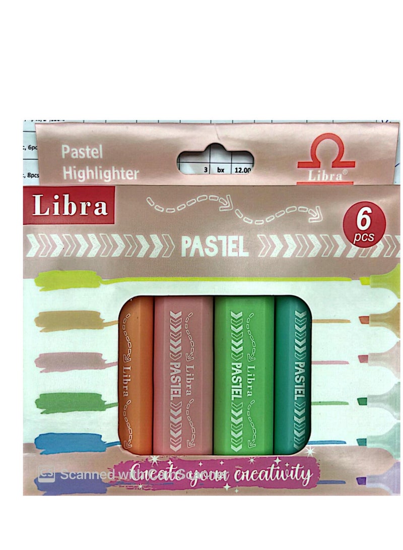 ليبرا مجموعة هايلايتر باستيل مكونة من 6 قطع متعددة الألوان - Image 1