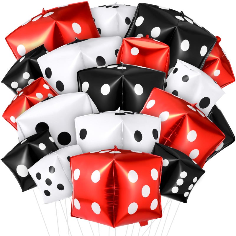 MiniInflat 18 Pcs Jumbo Dice Balloon Casino Theme Party Decoration 4d Square 11 7 Large Inflatable Dice Foil Giant Casino Balloon for Game Night Las Vegas Birthday Bunco Prom Party Decoration - Image 3