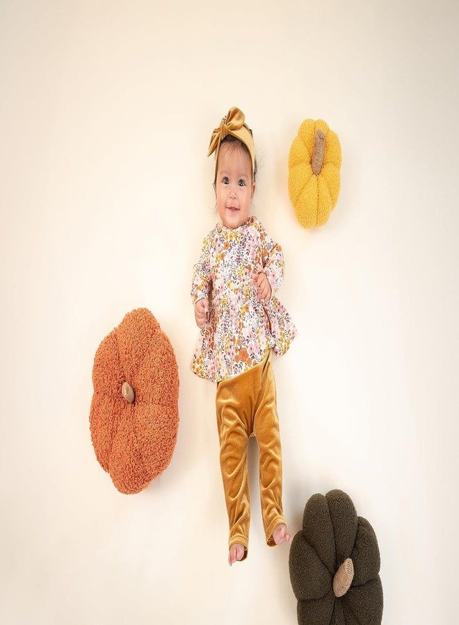 Mud Pie Girls Fall Floral Outfit and Headband Set, Pink/Mustard, 6-9 Months - Image 4