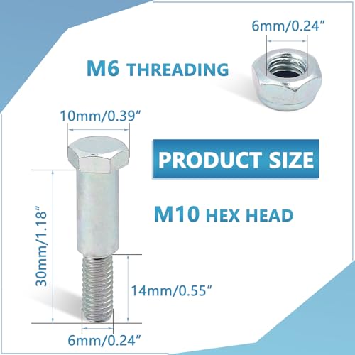 Minho Motorcycle Handlebar Lever Pivot Bolts M6 Threading M10 Hex Head 30mm Length for 25mm Handlebar Master Cylinders Pack of 5 - Image 5