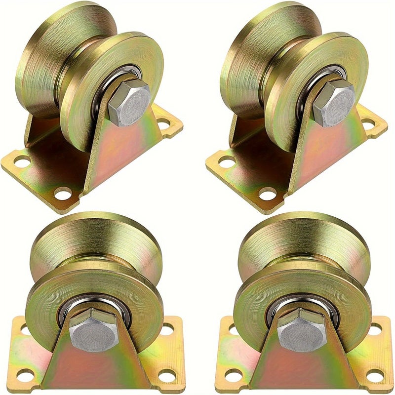 4 Pack Heavy Duty Cable Pulley V Groove Wheel Sliding Gate Roller 30mm V Shape Track Door Roller For Inverted Track Industrial Machinery - Image 4