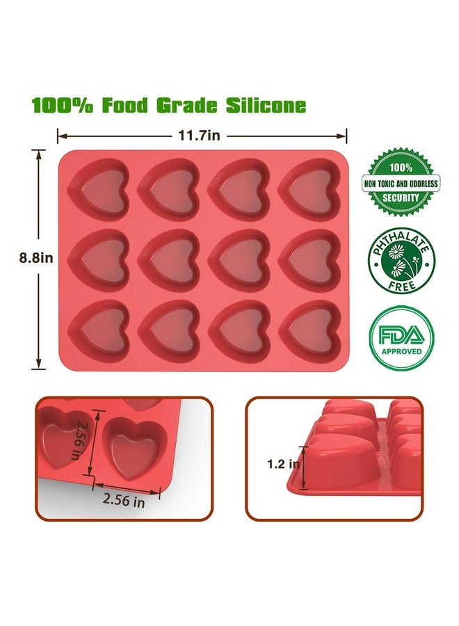 SILIVO Silicone Heart Shaped Muffin Pan (2 Pack) - Nonstick Heart Shaped Silicone Molds for Baking, Heart Shaped Cupcake Pan for Brownies, Tartlets and Egg Bites Red - Image 3