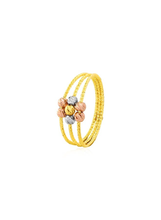 BAFLEH JEWELLERY Flower in Full Bloom 22kt 3 Tone Ball Ring by Bafleh Jewellery  - Image 3