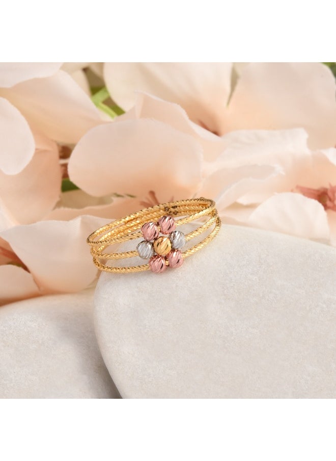 BAFLEH JEWELLERY Flower in Full Bloom 22kt 3 Tone Ball Ring by Bafleh Jewellery  - Image 2