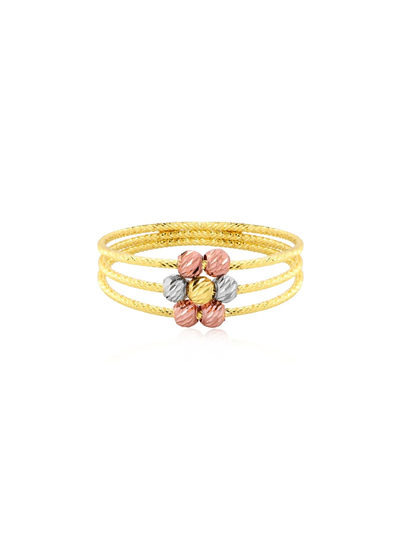 BAFLEH JEWELLERY Flower in Full Bloom 22kt 3 Tone Ball Ring by Bafleh Jewellery  - Image 1