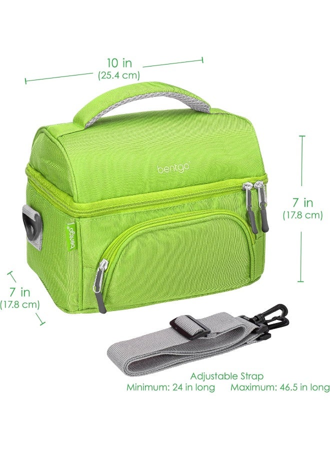 Bentgo Deluxe Lunch Bag (Green) - Insulated Lunch Tote for Work and School with Top and Main Compartments, 2-Way Zipper, Adjustable Strap, and Front Pocket - Fits All  and Other Lunch Boxes  - Image 2